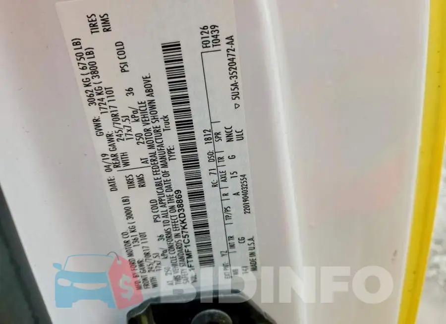 1FTMF1C57KKD38869 Photo# 13