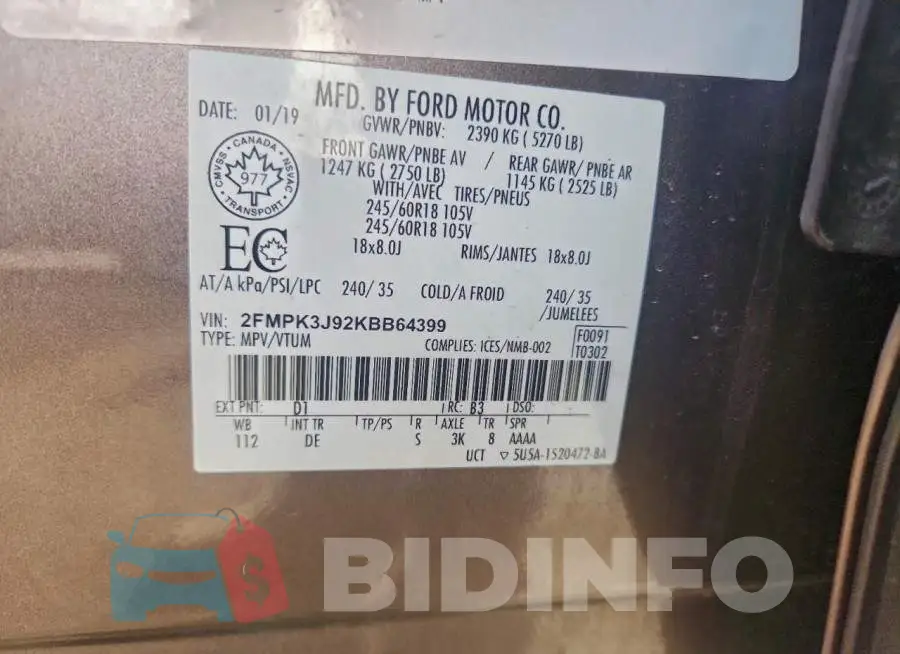 2FMPK3J92KBB64399 Photo# 12