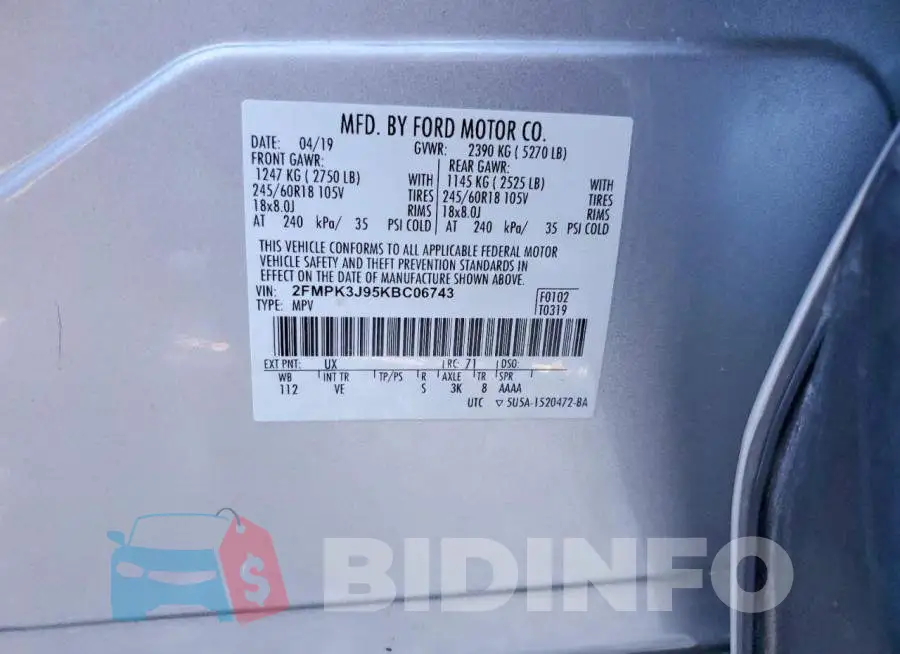 2FMPK3J95KBC06743 Photo# 13