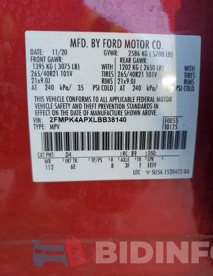 2FMPK4APXLBB38140 Photo# 13