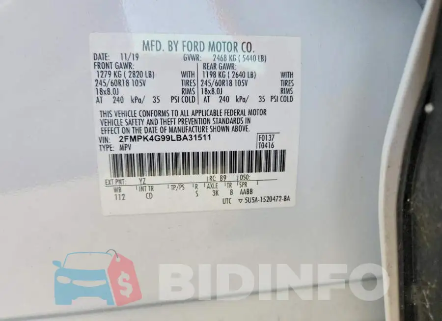 2FMPK4G99LBA31511 Photo# 13