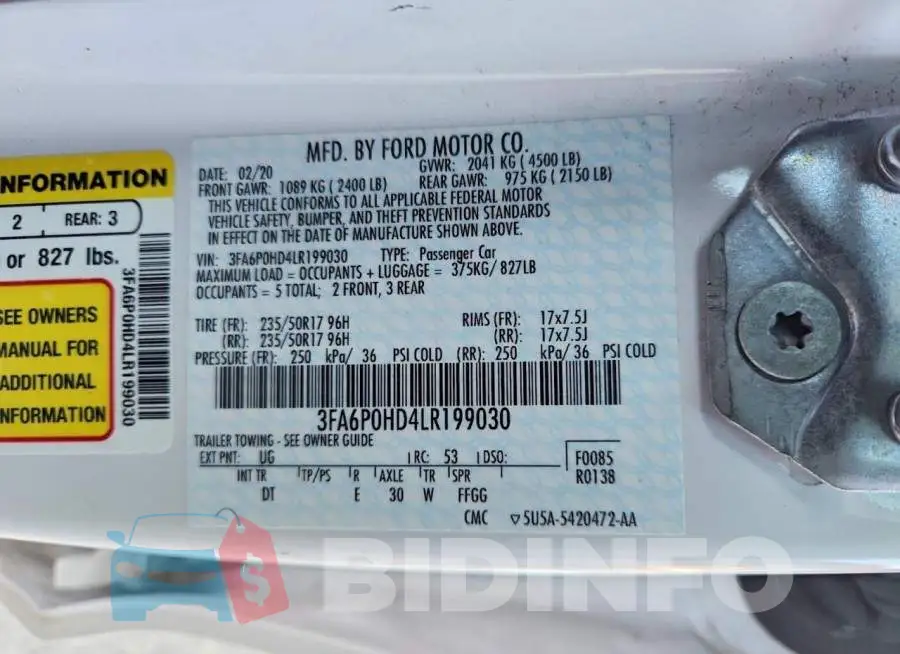 3FA6P0HD4LR199030 Photo# 12