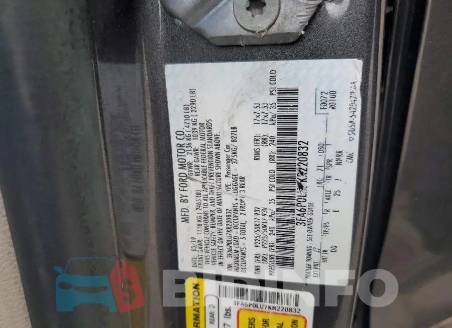 3FA6P0LU7KR220832 Photo# 13