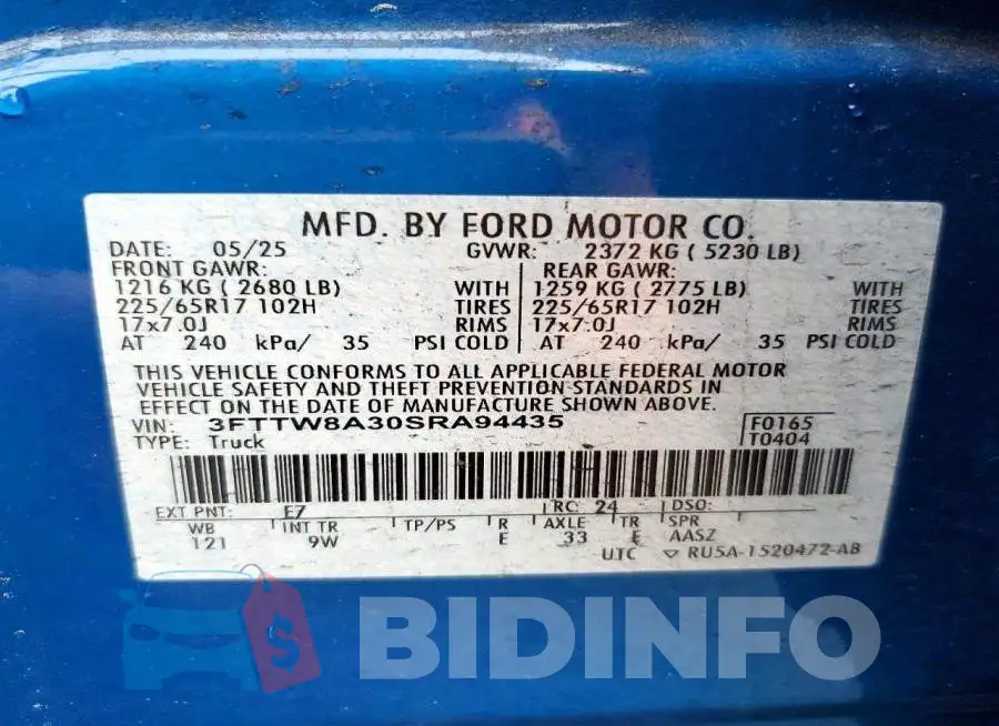 3FTTW8A30SRA94435 Photo# 13
