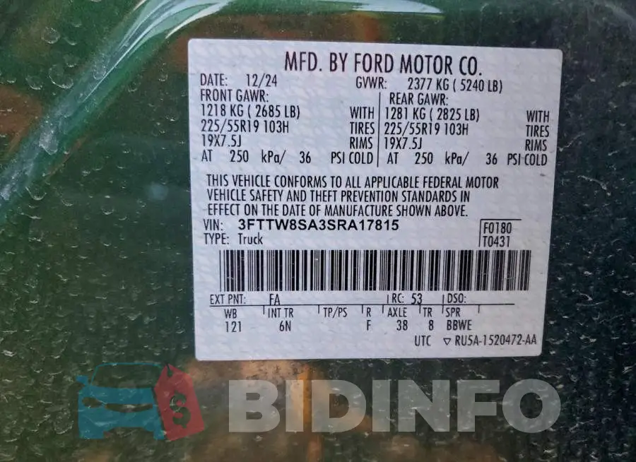 3FTTW8SA3SRA17815 Photo# 12