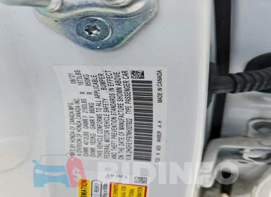 2HGFE1F97NH307922 Photo# 12