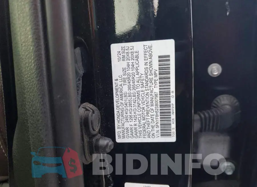5FNYF8H52SB007987 Photo# 13