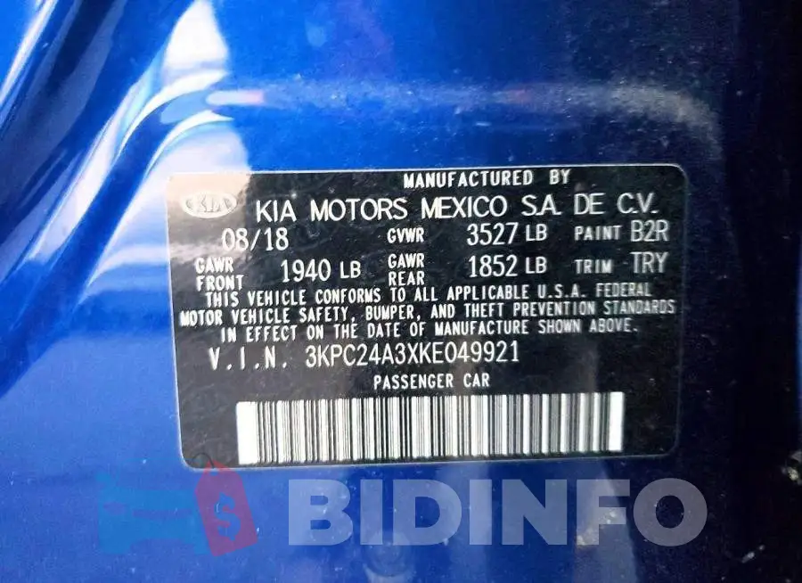 3KPC24A3XKE049921 Photo# 12