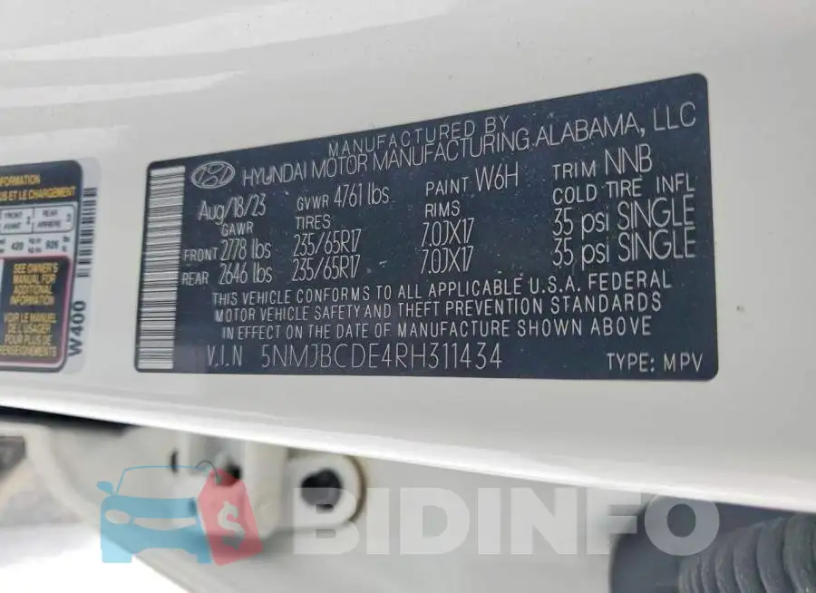 5NMJBCDE4RH311434 Photo# 11