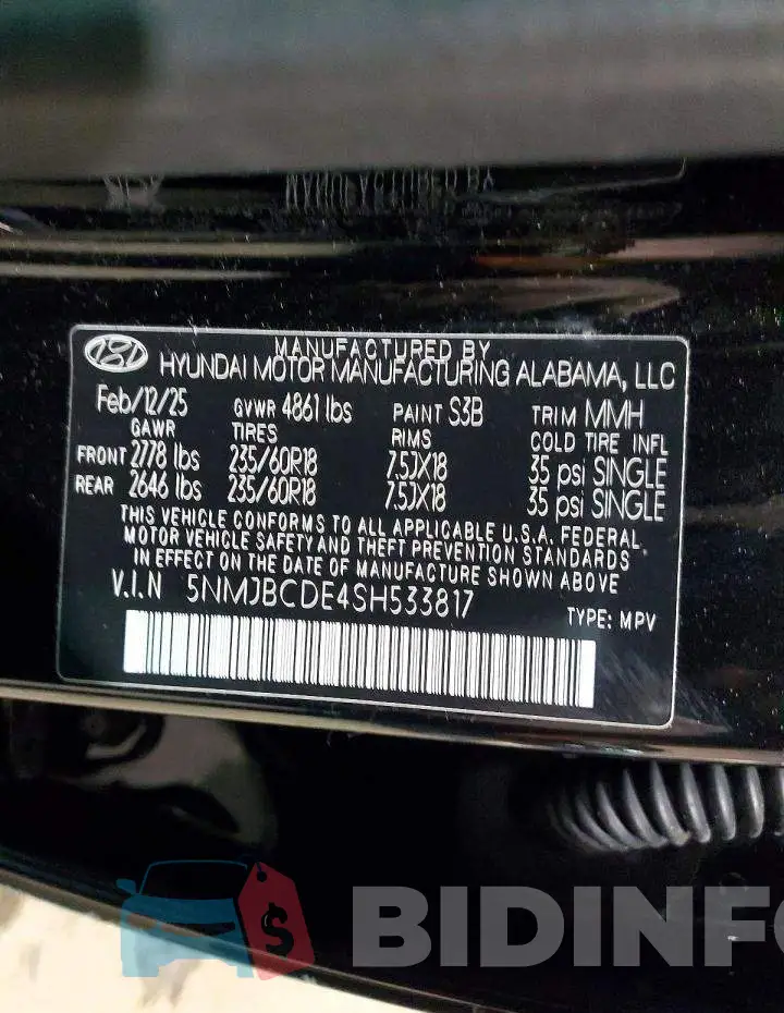 5NMJBCDE4SH533817 Photo# 14
