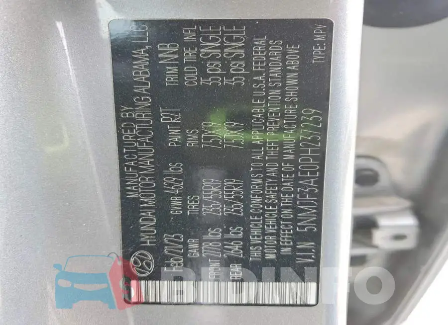 5NMJF3AE0PH237239 Photo# 14