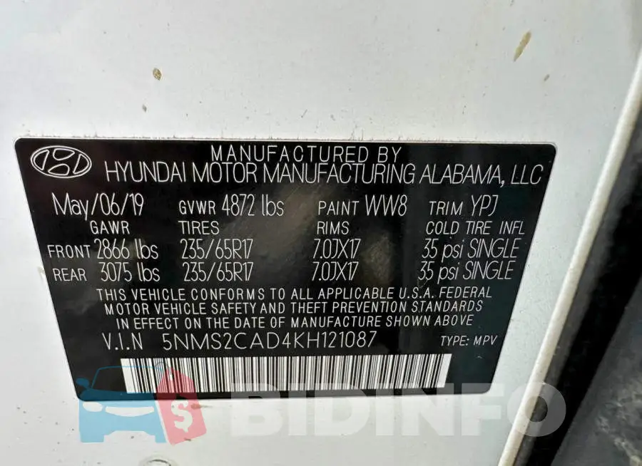 5NMS2CAD4KH121087 Photo# 10