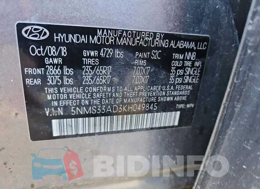 5NMS33AD3KH049845 Photo# 13