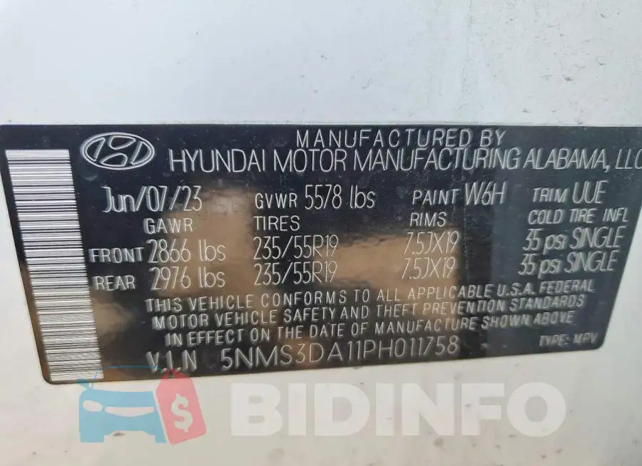 5NMS3DA11PH011758 Photo# 12