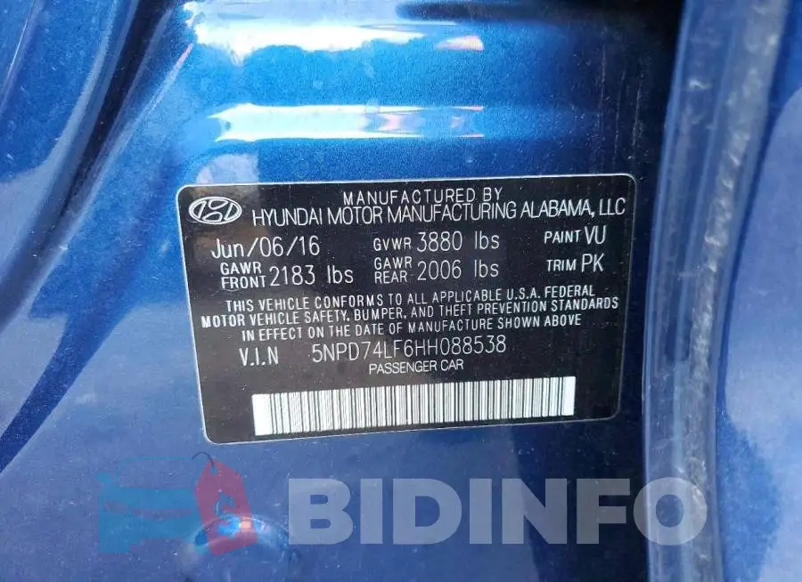 5NPD74LF6HH088538 Photo# 12
