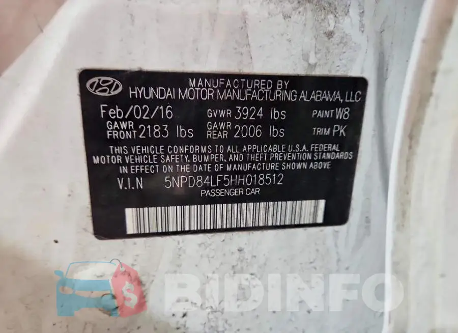 5NPD84LF5HH018512 Photo# 12