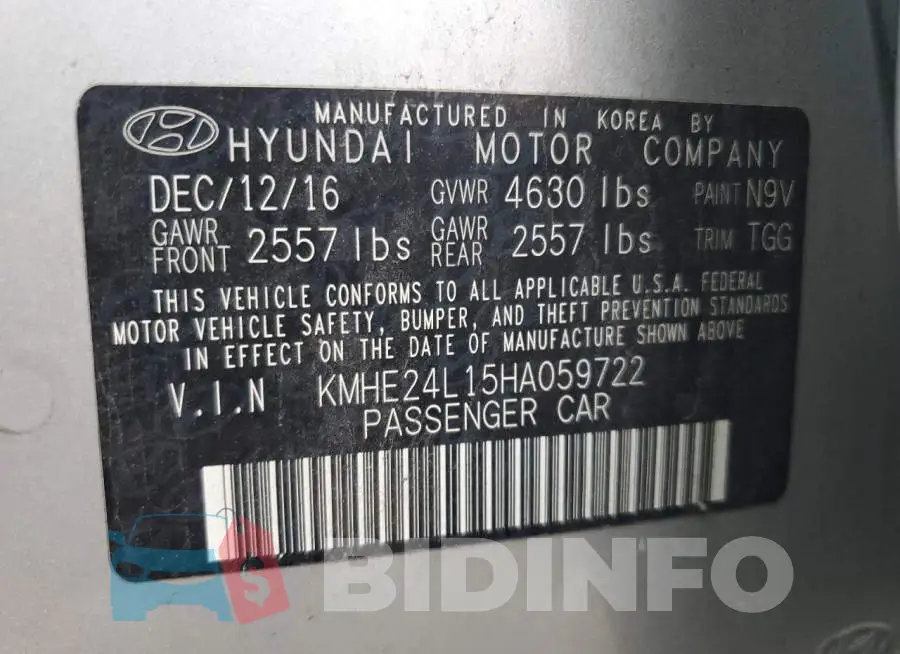 KMHE24L15HA059722 Photo# 12