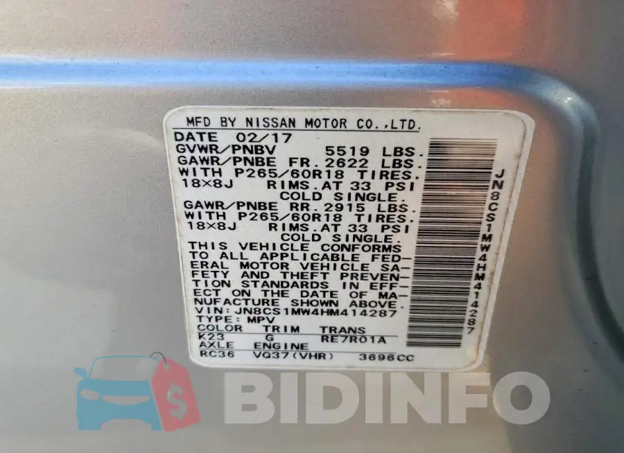 JN8CS1MW4HM414287 Photo# 14