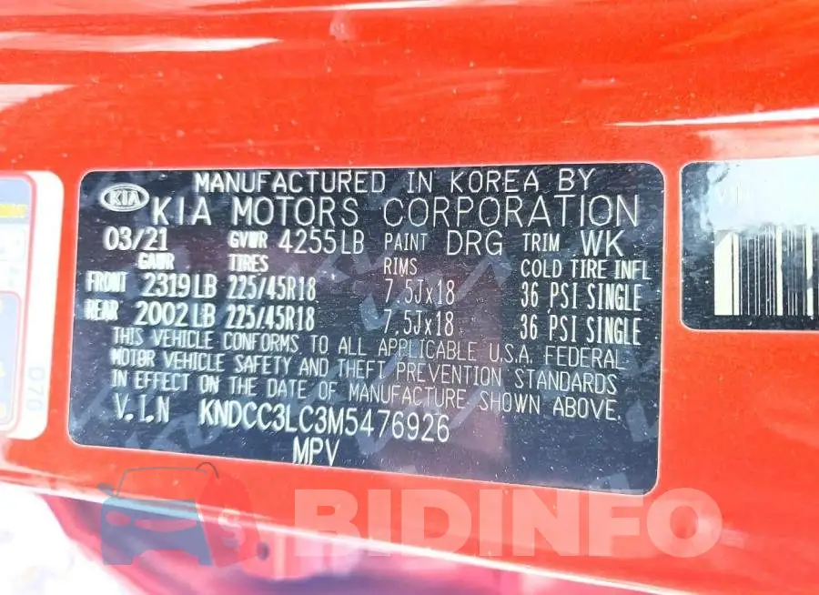 KNDCC3LC3M5476926 Photo# 12