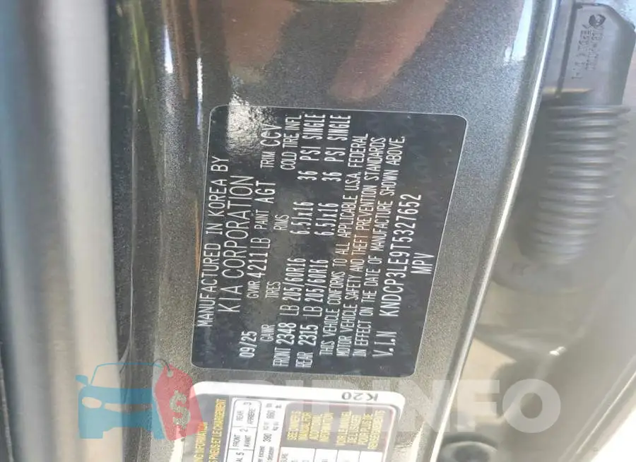 KNDCP3LE9T5327652 Photo# 12