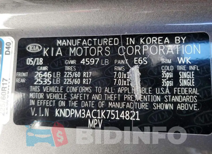 KNDPM3AC1K7514821 Photo# 14