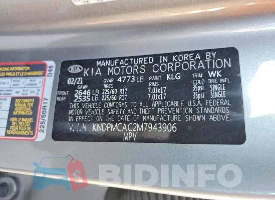 KNDPMCAC2M7943906 Photo# 13