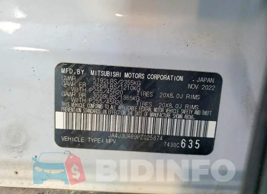 JA4J3UA89PZ025874 Photo# 13