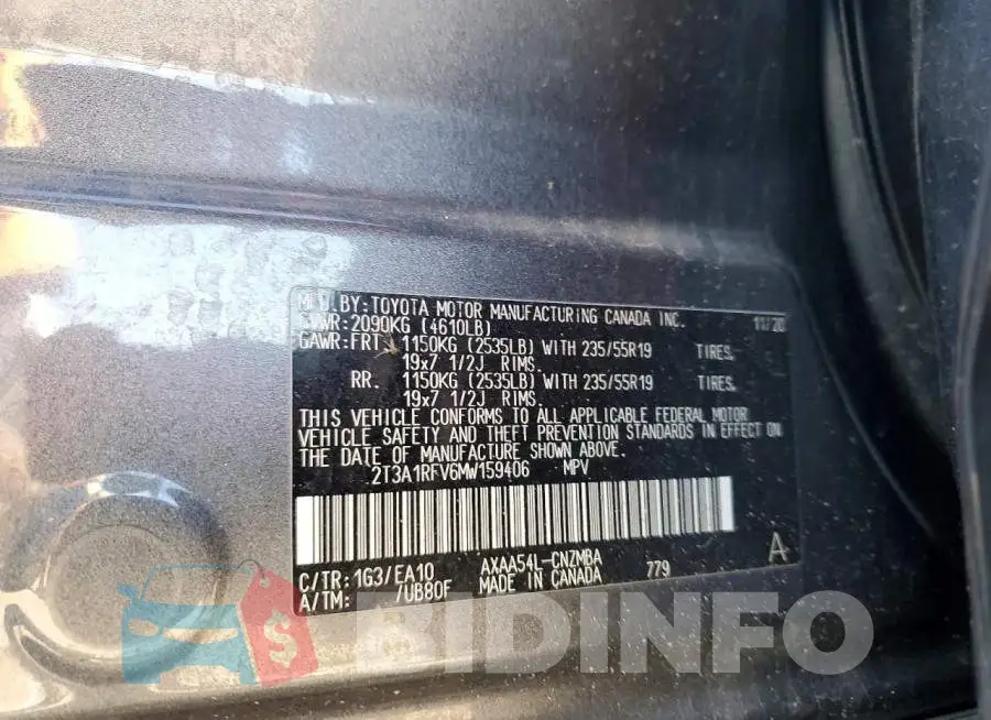 2T3A1RFV6MW159406 Photo# 13
