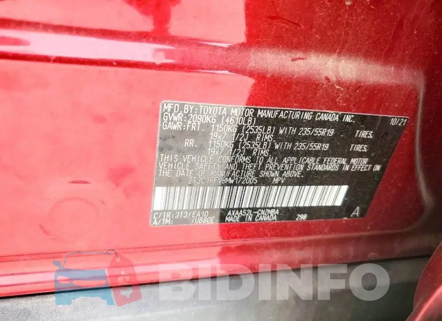 2T3C1RFV8MW172005 Photo# 14