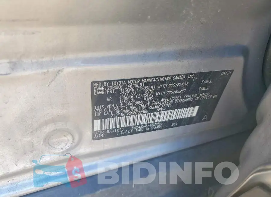 2T3F1RFV2MC202968 Photo# 13