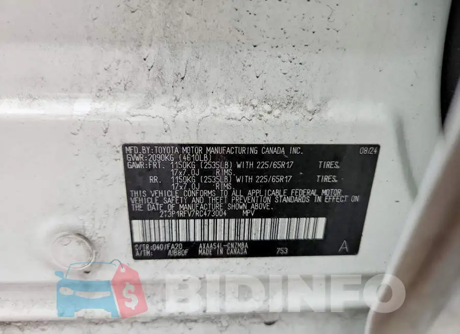 2T3P1RFV7RC473004 Photo# 13