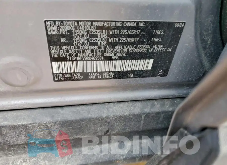 2T3P1RFV9RC469584 Photo# 13