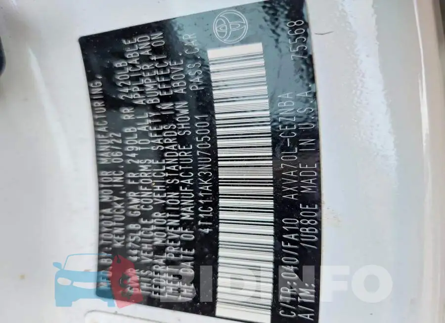 4T1C11AK3NU705001 Photo# 12