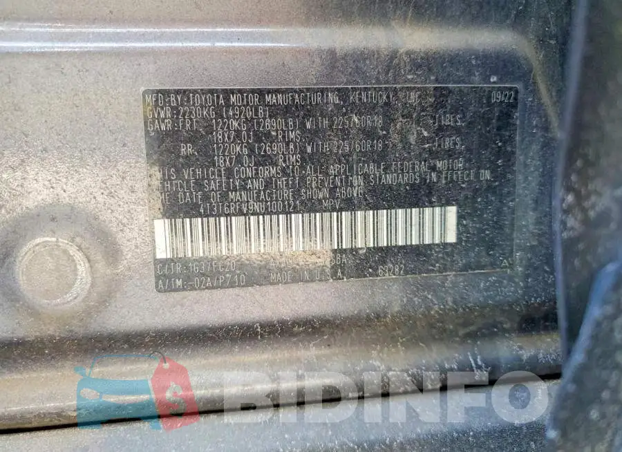 4T3T6RFV9NU100121 Photo# 12