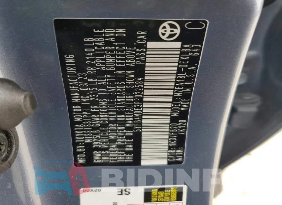 5YFB4MDE3PP022584 Photo# 12
