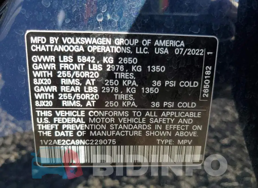 1V2AE2CA9NC229075 Photo# 13