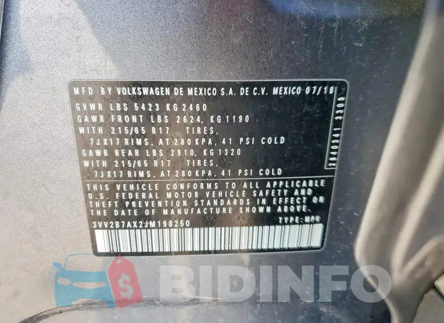 3VV2B7AX2JM198250 Photo# 14