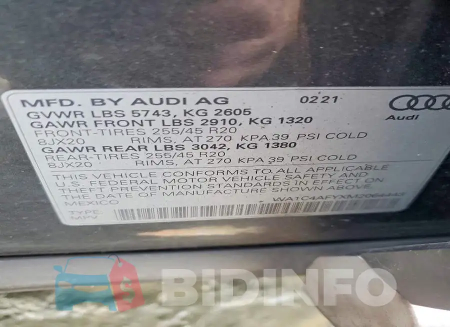 WA1C4AFYXM2064443 Photo# 13