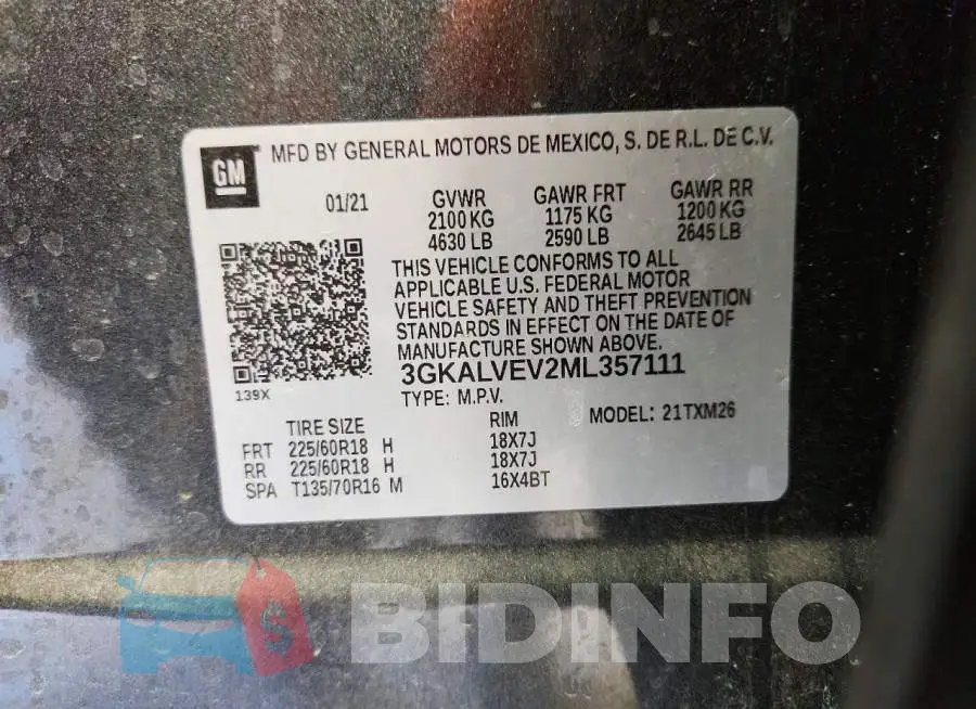 3GKALVEV2ML357111 Photo# 12