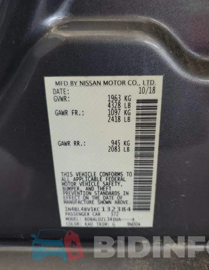 1N4BL4BV1KC132384 Photo# 12