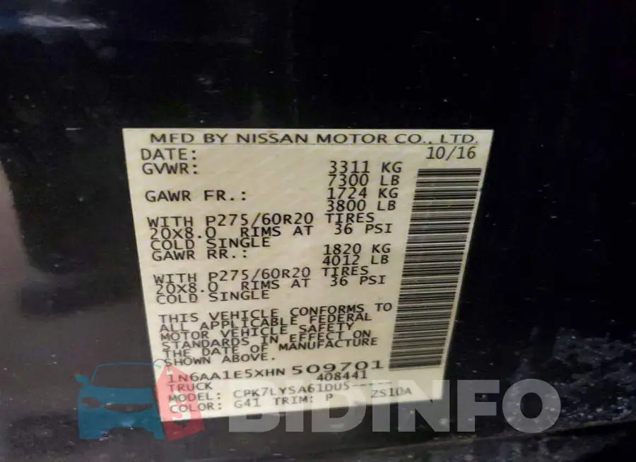 1N6AA1E5XHN509701 Photo# 12