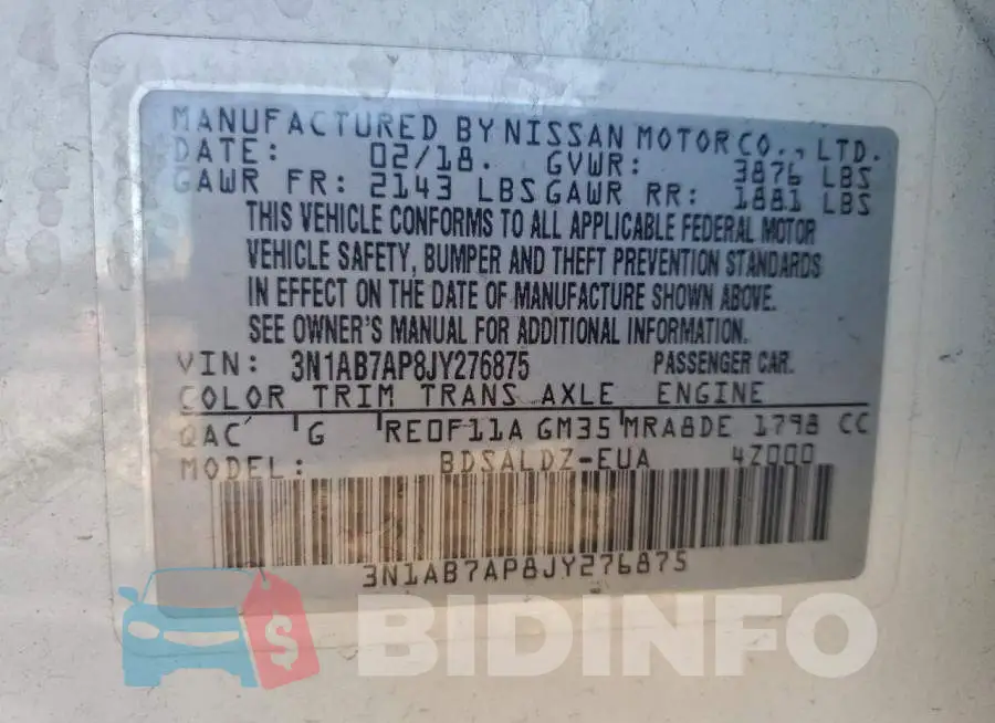 3N1AB7AP8JY276875 Photo# 12