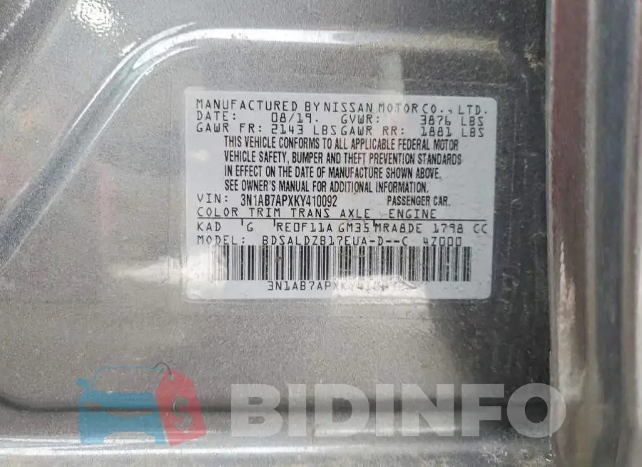 3N1AB7APXKY410092 Photo# 12