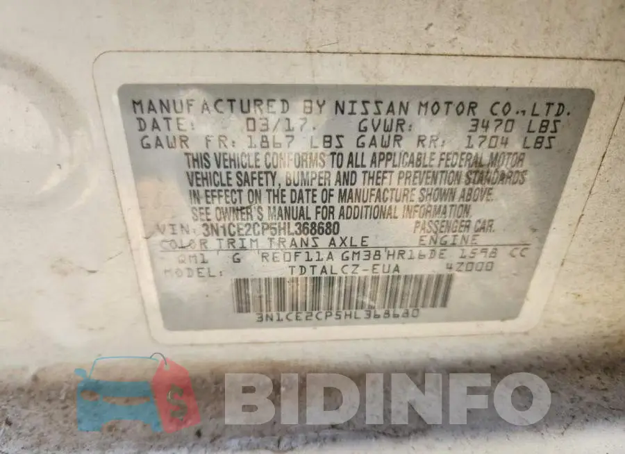 3N1CE2CP5HL368680 Photo# 13