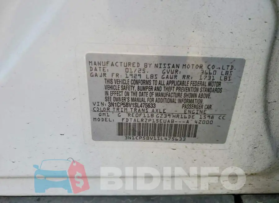 3N1CP5BV1SL475633 Photo# 14