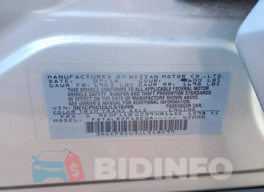 3N1CP5CU3JL518499 Photo# 13