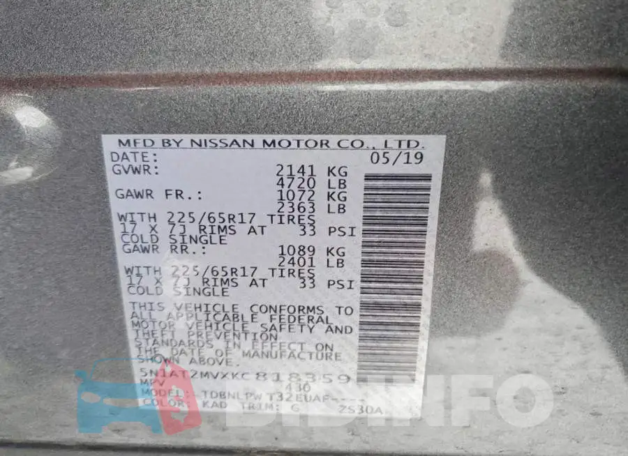 5N1AT2MVXKC818359 Photo# 14