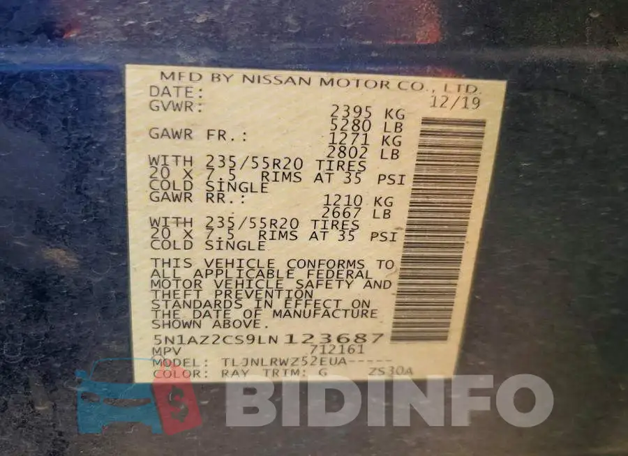 5N1AZ2CS9LN123687 Photo# 12