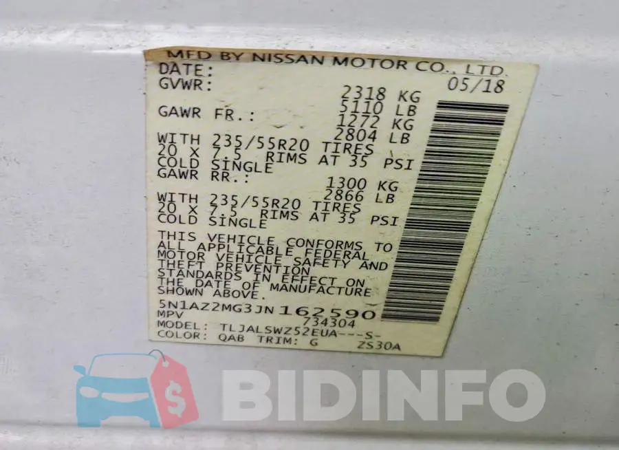 5N1AZ2MG3JN162590 Photo# 12