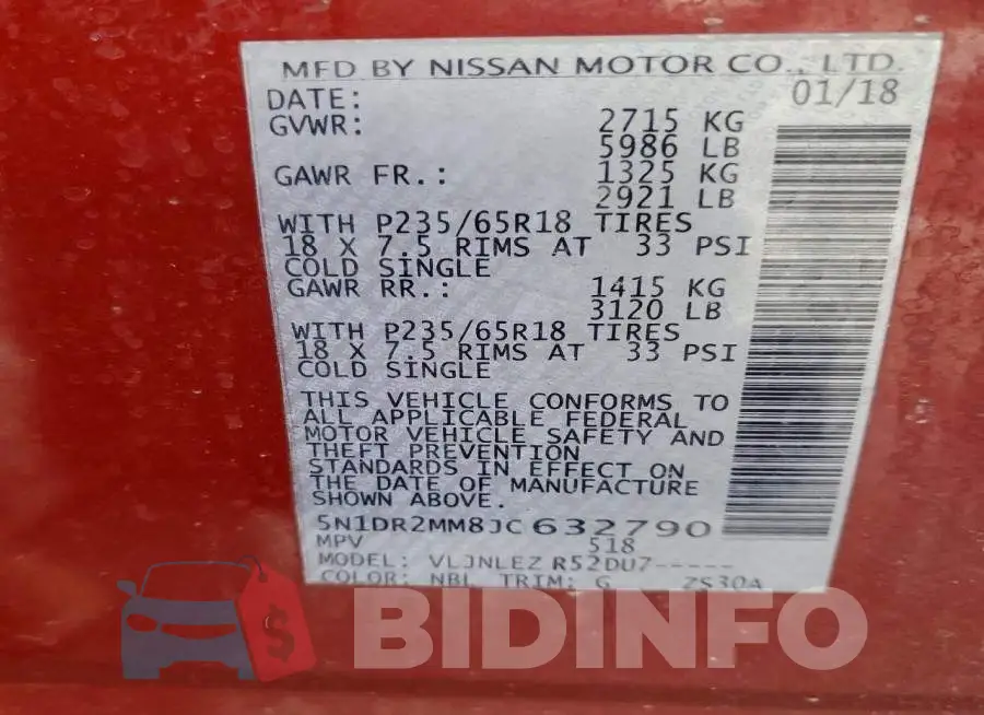 5N1DR2MM8JC632790 Photo# 14